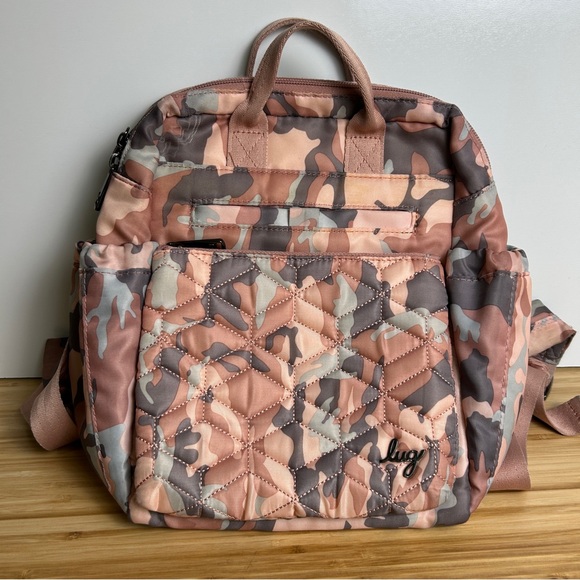 Lug Dodger Mini Backpack Camouflage‎ Rose Pink Purse Bag Multi-Pockets Quilted - Picture 1 of 9